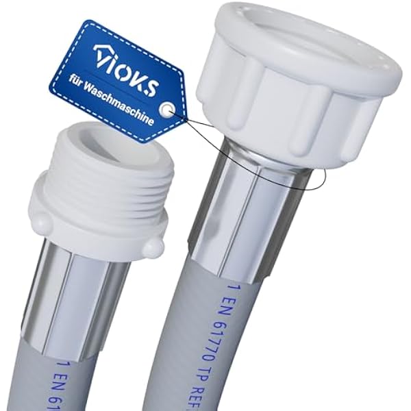 VIOKS Przedłużenie węża do pralki, 1,5 m, zamiennik dla Reflex 682574, wąż dopływowy, przedłużenie węża do pralki