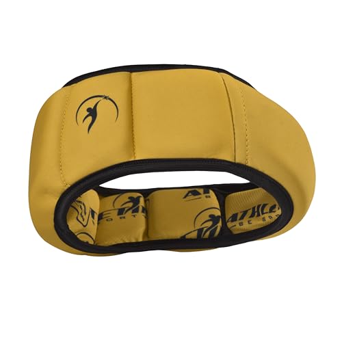 ATHLETIN BE SPORTY – Soft Shell Non-Tackle Headgear, Lightweight, Breathable, Moisture-Wicking, Designed for Flag Football, Soccer, Volleyball, Field Hockey & Figure Skating (Vegas Gold, Youth)
