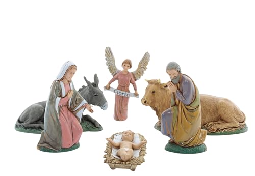 Moranduzzo Nativité 6 Personnages 10 cm Échelle 1:20 – Standard 10 – Style '700, Figurines Incassables, Peintes à la Main, Produit Officiel, Made in Italy, Sculpteur M. Landi