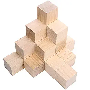 RASHRI ; One For All 12 Pcs 2 inch Wooden Cubes Unfinished Wood Blocks for Wood Crafts, Wooden Cubes, Wood Blocks, Great for Baby Showers (12pcs)