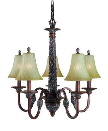 Woodbridge Lighting 15031-BRK Vergennes 5-Light Chandelier, Bark, 26 x 26 x 24.5, Satin Nickel