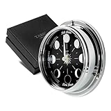 Tabic Handmade Prestige Chrome Moon Phase Clock - Elegant Full Moon Wall Clock with Jet Black Dial, Stunning Look with Mirrored Backdrop and Chrome Hands, Perfect Decorations and Gift