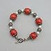 Handmade Red Coral Freshwater Pearl Sterling Silver .925 Bracelet.