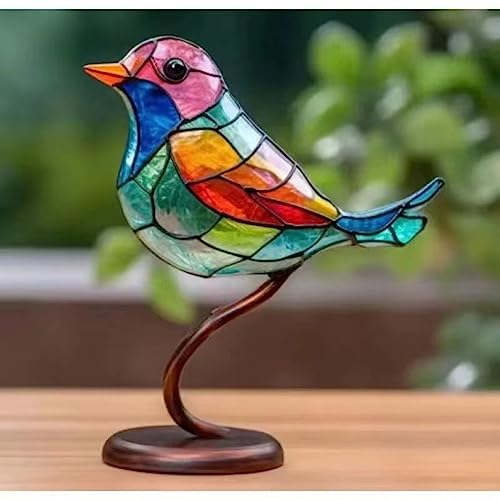 TAMUNI Metal Flores Coloridas Pájaro Decoración del Hogar Ornamento Metal Hierro Arte Pájaro (Ornamento [1 pc])