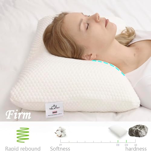 Image of Talatex Premium 100% Natural Talalay Latex Pillow for Side & Back Sleepers | PureFusion Talalay Latex offers Breathable Pressure Relief, Responsive Support, and a Removable, Washable Tencel Cover