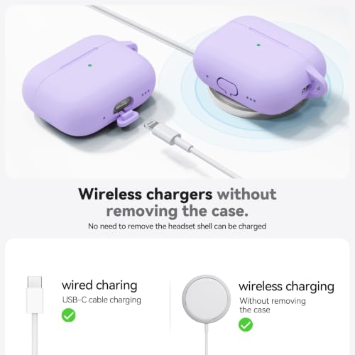 Image of Ljusmicker for AirPods Pro 3 Case 2025 with Cleaner Kit,Soft Silicone Protective Cover for Apple AirPods Pro 3rd Generation Cases for Women Men,for AirPod Pro 3 Cover with Keychain-Purple