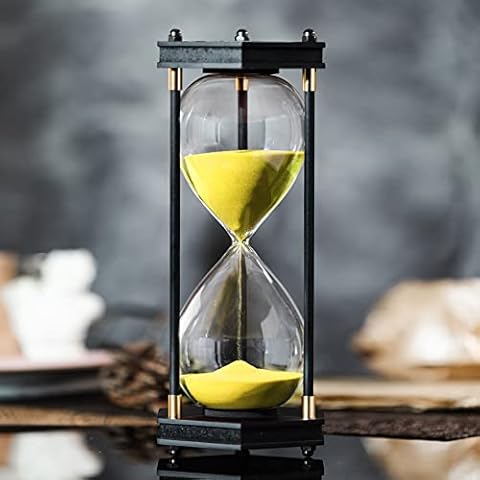 Large Hourglass Timer 60 Minute, Decorative Hexagon Frame Sandglass with Yellow Sand Cover