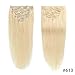 Bleach Blonde Double Weft Clip in Human Hair Extensions Full Head 14"-20" Grade 8A Quality 7pcs 16clips Long Soft Silky Straight 100% Remy Human Hair Clip In (14''-70g #613)