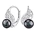 Produktbild SILVEGO Damen Ohrringe aus 925 Sterling Silber mit echter schwarzer Perle in Farbe Tahiti auf Blattmotiv