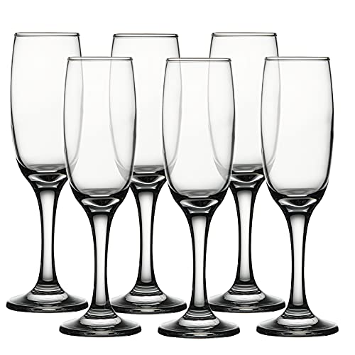 Pasabahce Imperial Stem Glass from The Original Pasabahce from Turkey | Transparent, Elegant & Durable Wine & Champagne Flute Glassware | Perfect for House Parties & Restaurants | (210 ml, 6 Pcs)