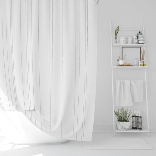 Rideau de douche blanc 80x160 cm en polyester avec 12 crochets - 3