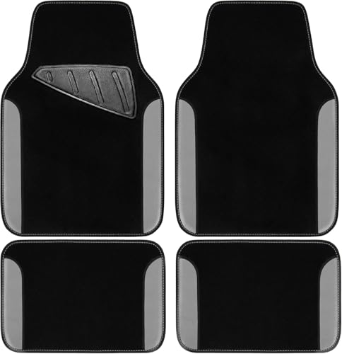 Flying Banner Waterproof Car Floor Mat, Universal Fit Car Mats with Driver Heel Pad, Leather Car Carpet, Anti-Slip Nibbed Backing (Gray)