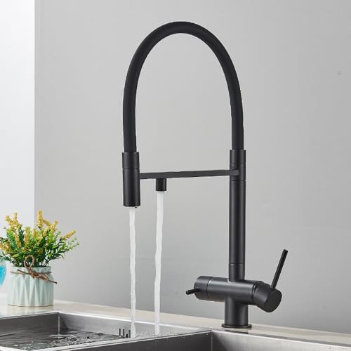 Filtre à eau cuisine ZH1YFD robinet double poignée laiton mitigeur noir mat évier