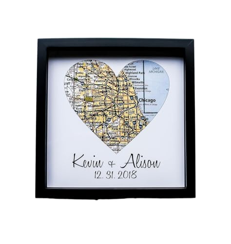 Heart Map Framed Art Map