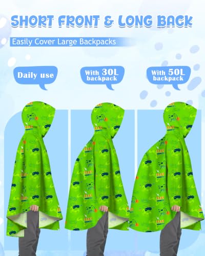 Image of OlyPegic Kids Rain Poncho with Hooded Reusable Waterproof Lightweight Ponchos Kids Boy Girl Raincoat Outwear