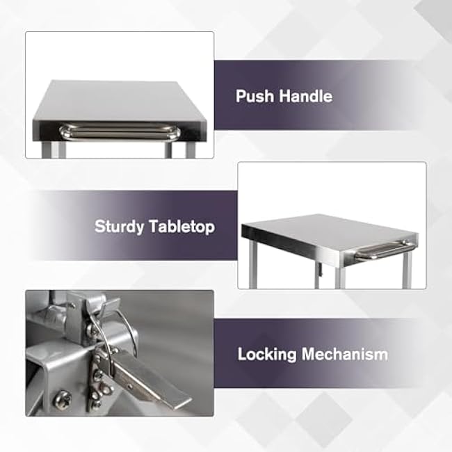 Folding Outdoor Grill Cart, 3 Tier Rolling Cart On Wheels, 300LBS Load Capacity Utility Cart Camp Kitchen Cart with Stainless Steel Table, 25.75 W x 20 D x 36 H, Service Trolley for Food Prepping-aohsPSXj