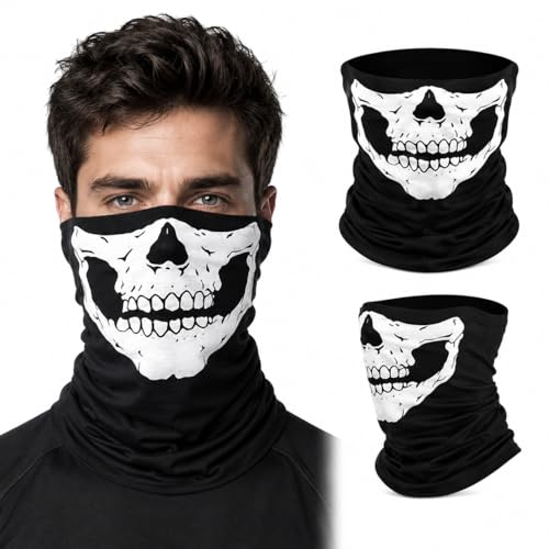 Image of Balaclava Skull Ghost Face Mask 4Pcs Neck Gaiter for Men Skeleton Motorcycle Gator Call of Duty Ghost for Outdoor Sports Black, Medium