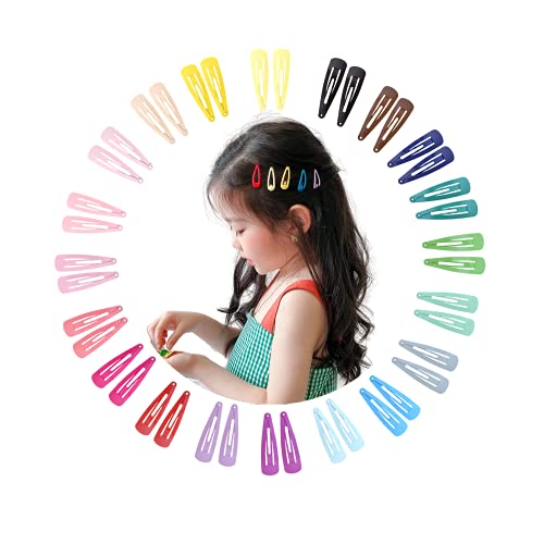 Image of MAYCREATE 40 Pcs Metal Snap Hair Clips, 2 Inch Assorted Colors for Girls