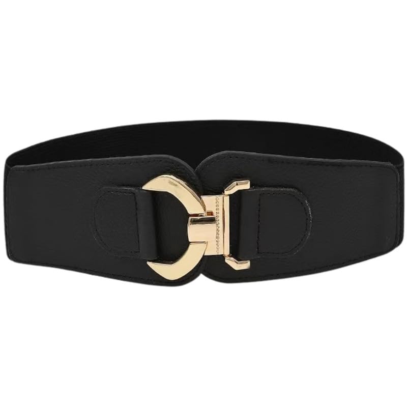 Women’s PU Leather Elastic Waist Belt – Wide Stretch Belt with Buckle for Coats & Dresses-image-2