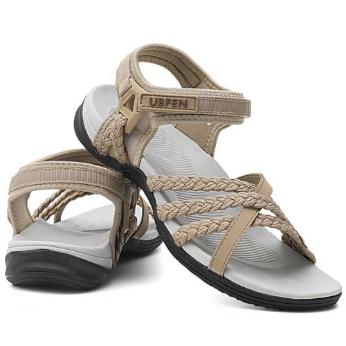 Image of UBFEN Womens Hiking Sandals Outdoors Water Sport Arch Support | Comfortable Adjustable Ankle Strap, Lightweight Suitable for Beach, Travel, Golf and Daily Wear