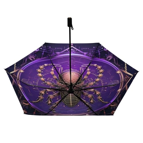 Parapluie pliant beige horoscope abstrait compact pour voyage - 4