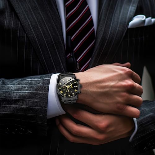 SAPPHERO Round Stainless Steel Watch for Men, 50M Waterproof Luminous Stylish Mens Gift Wristwatch with Date Display and Analog Quartz Design2