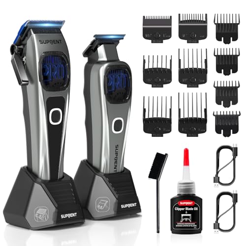SUPRENT Professional Hair Clippers for Men - Barber Clippers & Zero-gapped Trimmer Combo with Charging Stand