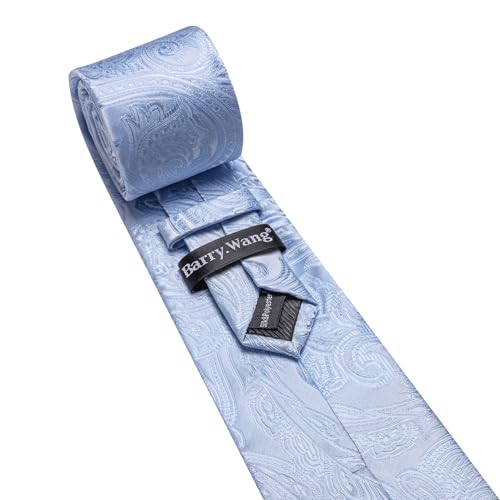 Image of Barry.Wang Men Tie Set Paisley Silk Necktie Pocket Square Cufflinks Formal Wedding Business Party