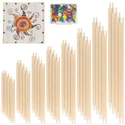 Image of Foxtell 16 Sets Needlepoint Stretcher Bar Set, 8 Sizes Stretcher Bars for Needlework Art Supplies Wooden Canvas Stretcher Bar Set with 100 Pins Regular Stretcher Bars for Needlepoint Frame Set
