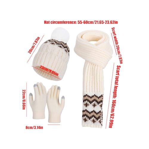 Gorro de invierno para mujer de punto grueso con bufanda y guantes de alta densidad 5