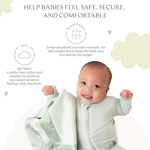 Image of Ultra-Soft Lovey Security Blanket Plush, Satin Trim 16x16 Sage