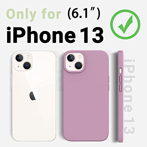 Image of DIZORO Compatible with iPhone 13 Case, Liquid Silicone Case, Full Body Protective Cover, Shockproof, Slim Phone Case, Anti-Scratch Soft Microfiber Lining, 6.1 inch - Lilac