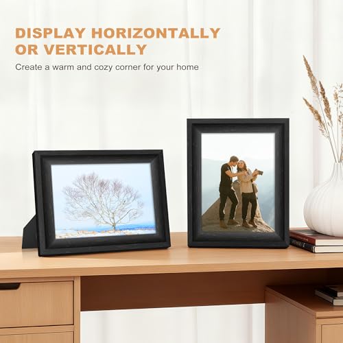 Image of 6x8 Picture Frame with Backing Board, Small 6x8 Photo Frame for Wall Hanging or Tabletop, Black
