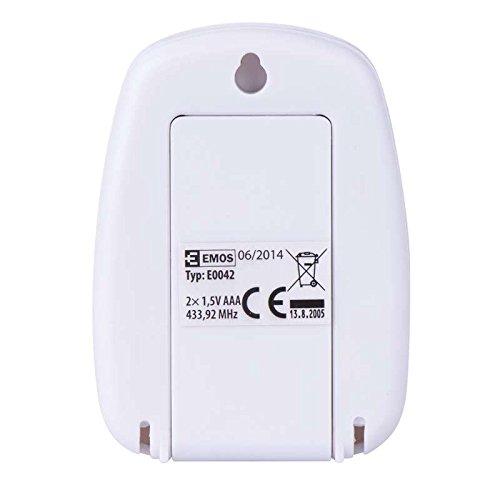 belakang view of EMOS wireless outdoor sensor showing battery compartment