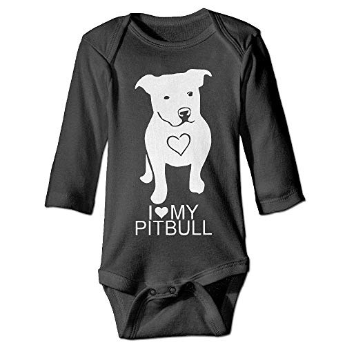 Image of I Love My Pitbull Dog Infant Short Sleeve Cotton Bodysuit Romper Jumpsuit Black