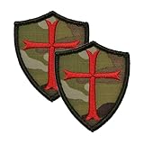 EmWoot 2PCS Knights Templar Cross Patches Knight Patch Embroidered Morale Patch Hook and Loop(Camo)
