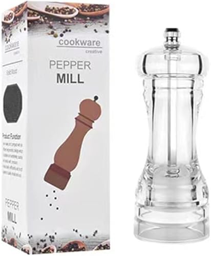 Miniatura 4 de Molinillo de pimienta acrílica, grosor ajustable, mecanismo de molienda de cerámica y que se puede utilizar para pimienta, comino, sal marina,