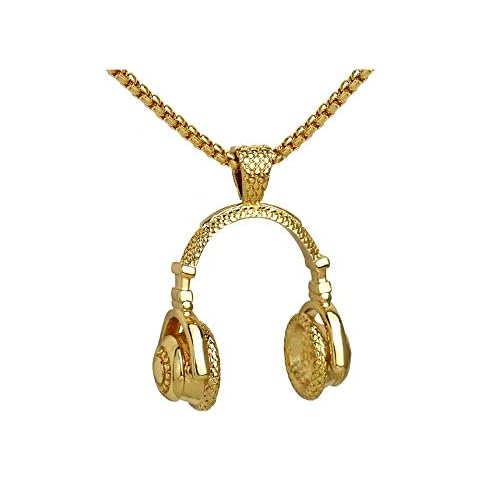 Collar BlackAmazement con colgante de auriculares de música Cover