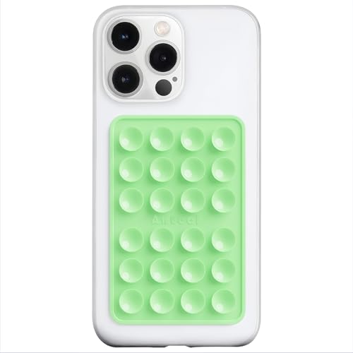 Image of PKYAA Silicone Suction Phone Case Adhesive Mount, Upgraded Super Strong Grip, Durable, Easy to Use, Hands-Free Sticky Phone Holder for Selfies, Tiktok Videos, 2.56 inchx3.94 inch (Light Green)