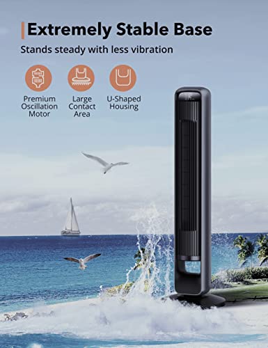 Tower Fan, 42” Dc Motor Tower Fan With 28Db, 12 Speeds, 4 Modes, 90° Oscillating Fan, Night Light, 12H Timer, Led Display, Quiet Cooling Bladeless Fan With Remote For Bedroom Living Room Office #TOP4