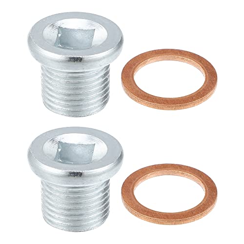 A ABSOPRO Tappo Coppa Olio Motore 2pz M16x1.5 Motore Olio Scarico Tappo Vite per Volvo 260 Argento Tono