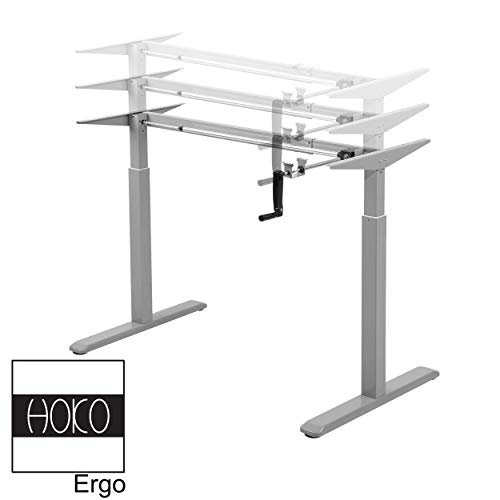HOKO® Ergo-Work-tafel in hoogte verstelbaar bureau, tafelpoten Basic grijs, handmatig verstelbaar, voor tafelbladen… - Afbeelding 6