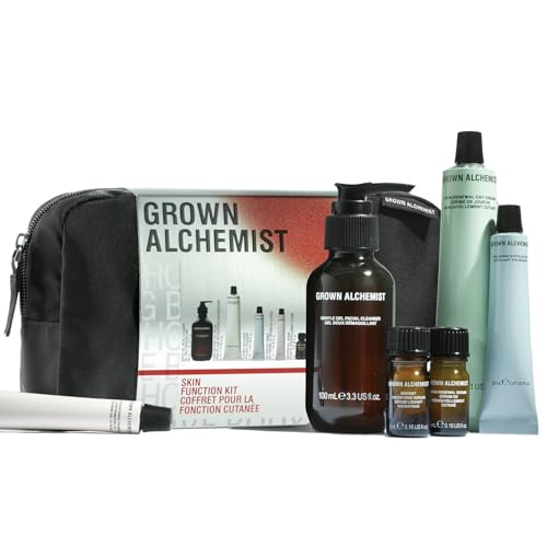 Grown Alchemist Kit de Función Cutánea - Set Productos para Cuidado Facial con Limpiador, Sérum, Exfoliante, Crema Día y Bálsamo Labial en Neceser Viaje - Vegano y Natural