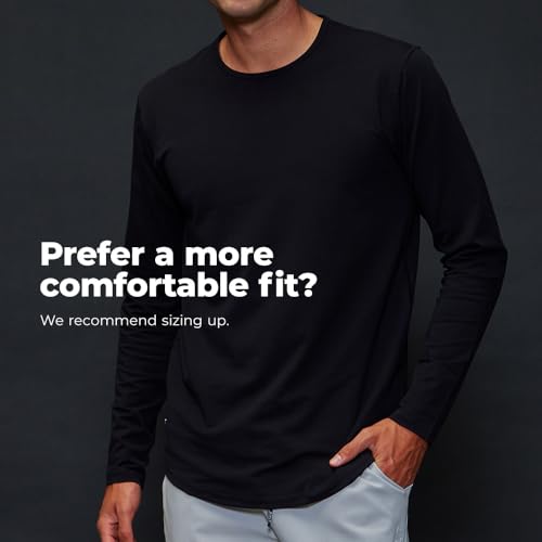 BYLT Men's Drop-Cut Long Sleeve – Plain Crewneck Shirt for Men – Soft Polyester, Cotton, Spandex Blend – Wrinkle Resistant2