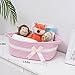 CHICVITA Pink Baby Girl Gift Basket, Small Woven Rope Basket, Rectangle Shelf Baskets for Bathroom, Cute Nursery Storage Baskets for Toys, Diapers, Towels, Snacks, 13 x 9.8 x 5 inches