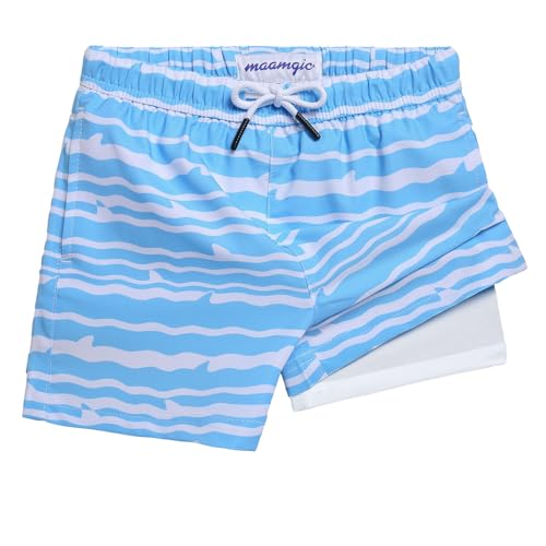 Image of maamgic Boys Swim Trunks with Compression Liner Quick Dry Swim Shorts Anti-Chafe Boy Bathing Suit