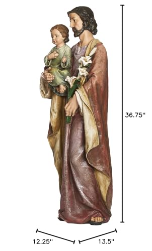 Figura San José y Niño Jesús 36.75 pulg Resina y Piedra miniatura 6