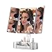 Makeup Mirror with Lights and Bluetooth - Tri-Fold Vanity Mirror with Magnification (2x/3x/10x), Lighted Mirror with Makeup Organizer Tray - Touch Screen Dimming, 180 Rotation, USB Charging(Rose Gold)