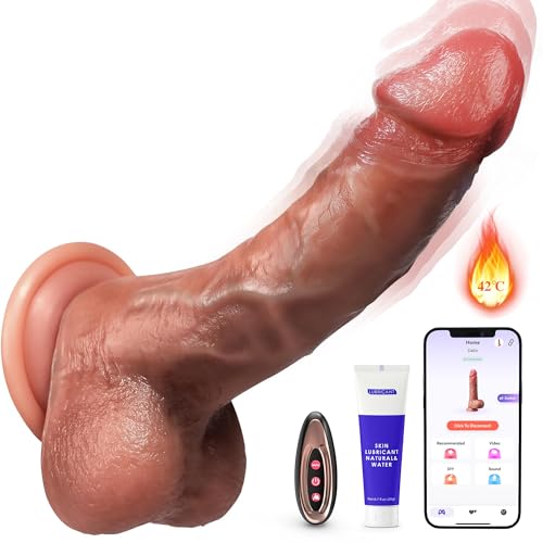 Tagnaff Gode Vibro-masseur Va et Vient mit APP Sex Toys Femme, 22 cm Vibromasseur Femme Clitoridien Puissant Va et Vient et 9X9 Modes Poussée et Vibration, Fonction Chauffante, Étanche IPX6