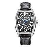 CORREA DE CUERO DURADERA: El reloj está equipado con una correa de cuero con hebilla oculta que es fácil de usar o ajustar. El cristal mineral de alta resistencia de la carcasa protege contra arañazos.